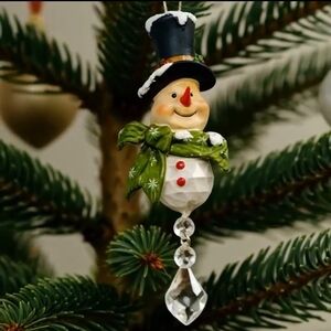 Rare Snowman Teardrop Christmas Ornament Beaded Holiday Tree Decoration